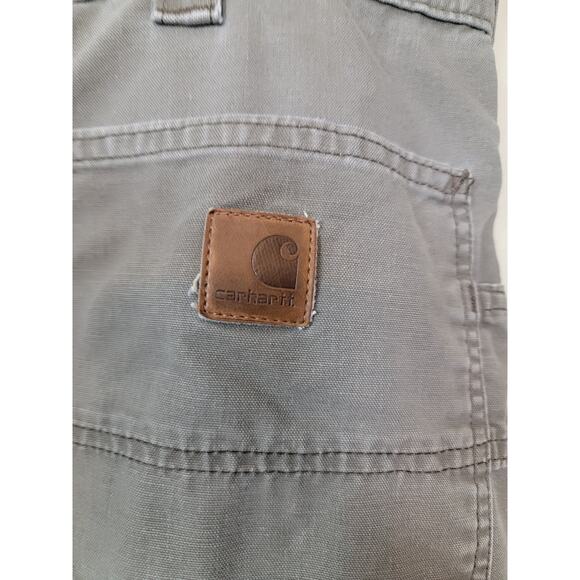 Carhartt Green 40x32 Dungaree Fit Cargo Pockets Straight Leg Jeans STAINS - Picture 5 of 7